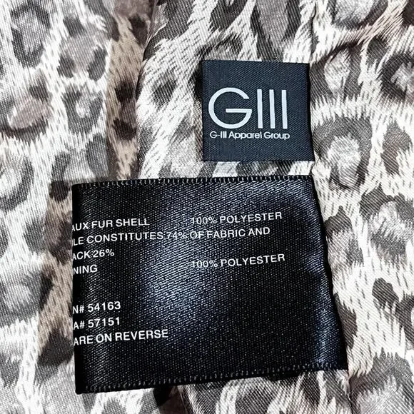 Kenneth Cole New York Coat Womens Medium Beige Faux Fur Leopard Lined Snap Front - Picture 10 of 11